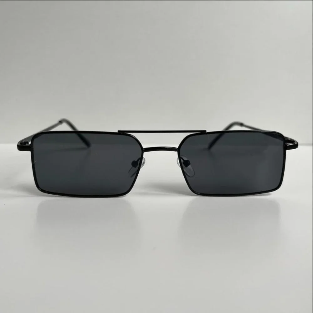 Vintage Y2K 90s 2000s slim square black trim sunglasses